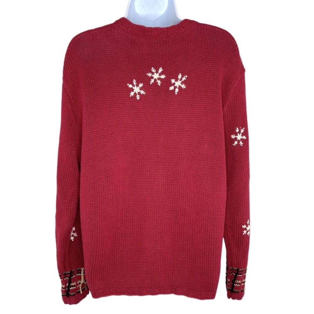 Croft & Barrow Red Snowman Winter Cardigan Zip Up Sweater Size M - Picture 2 of 9